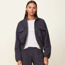 MONROW Seamed Bomber Jacket FADEDBLACK Best